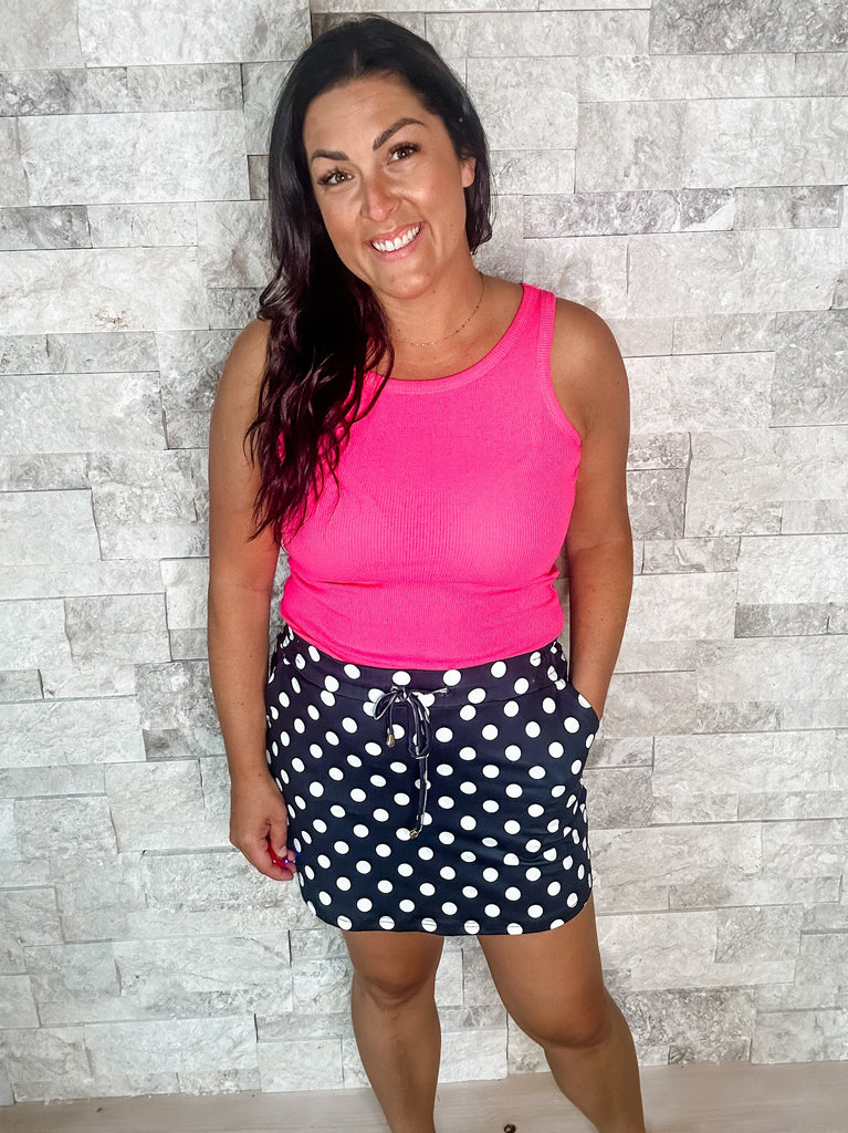 Play It Up Polka Dot Skort (S-2XL)-220 Shorts/Skirts/Skorts-Jess Lea Wholesale-Hello Friends Boutique-Woman's Fashion Boutique Located in Traverse City, MI