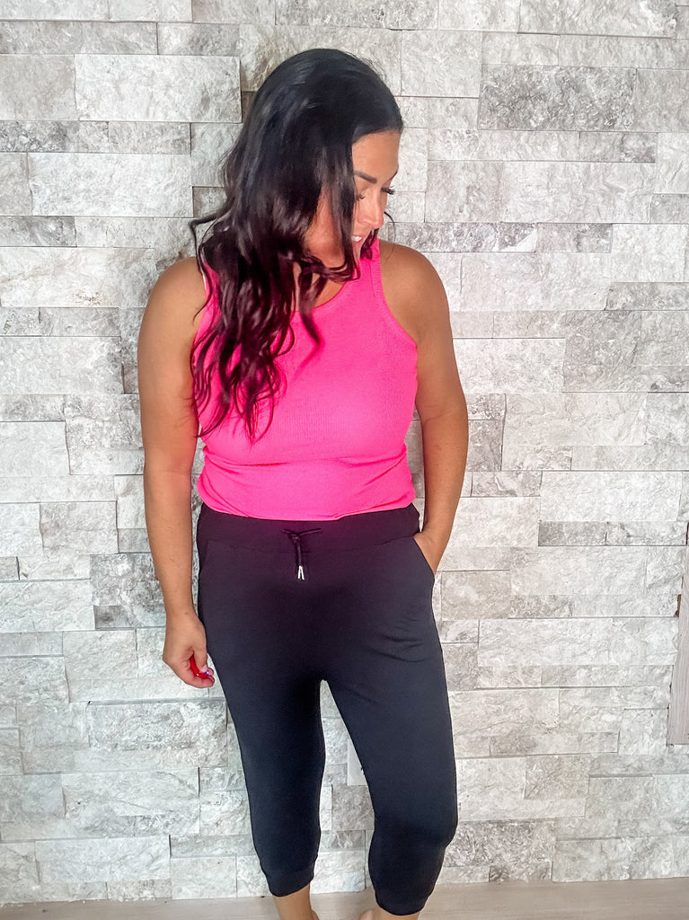 The Laurie - Lounger Capri Joggers (OS)-210 Leggings/Joggers-JuliaRoseWholesale-Hello Friends Boutique-Woman's Fashion Boutique Located in Traverse City, MI