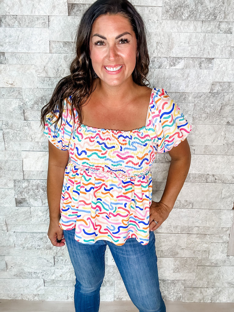 Figure You Out Top (S-XL)-100 Short Sleeve-BIBI-Hello Friends Boutique-Woman's Fashion Boutique Located in Traverse City, MI