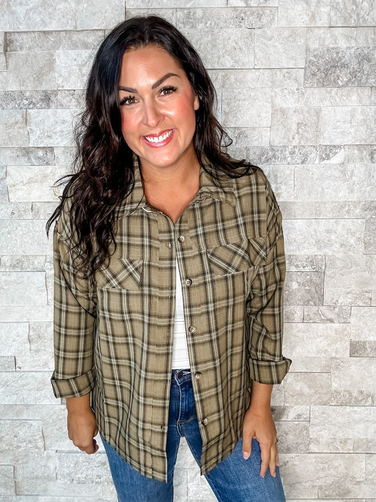 Stay Cool Flannel Top (S-3XL)-110 Long Sleeves-Sew In Love-Hello Friends Boutique-Woman's Fashion Boutique Located in Traverse City, MI
