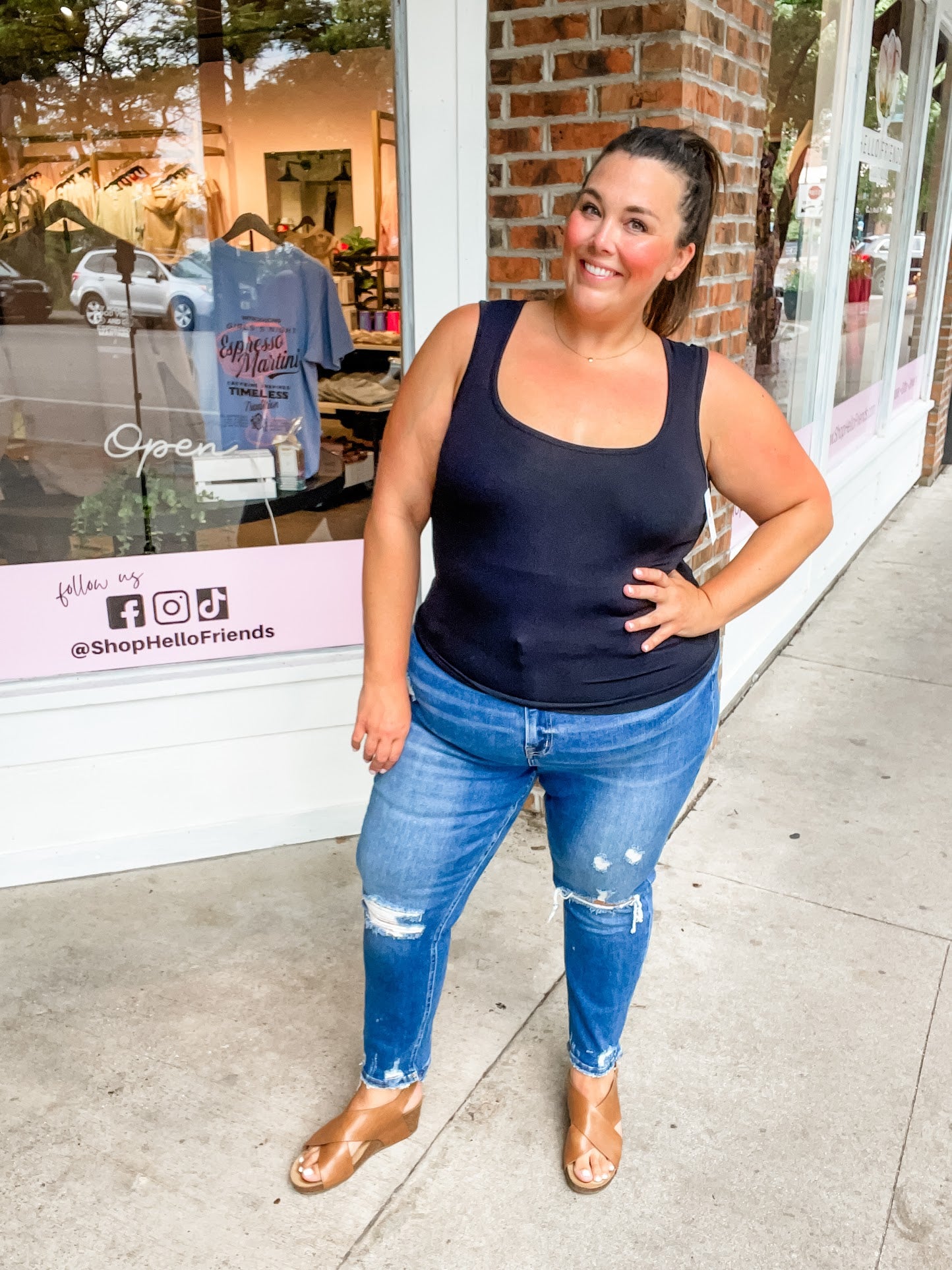 Errands To Run Tank in Black (OS-Plus)-120 Sleeveless-Yelete-Hello Friends Boutique-Woman's Fashion Boutique Located in Traverse City, MI