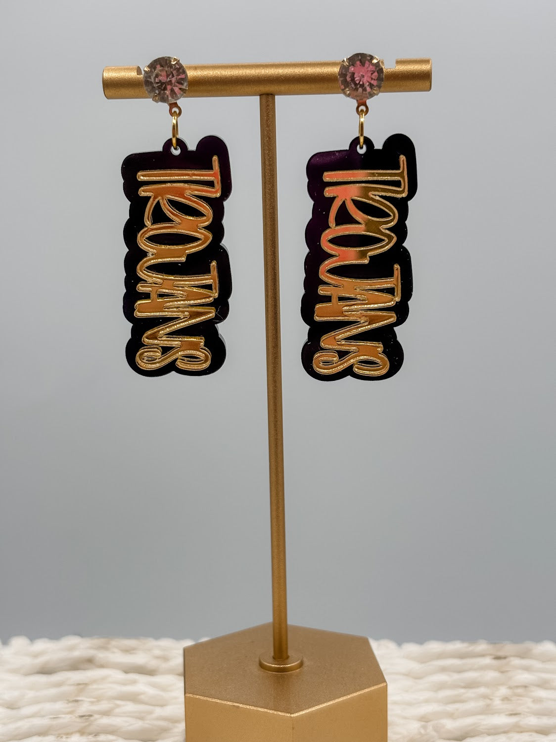 Trojans Double Play Game Day Earrings-240 Jewelry-TLD Designs-Hello Friends Boutique-Woman's Fashion Boutique Located in Traverse City, MI