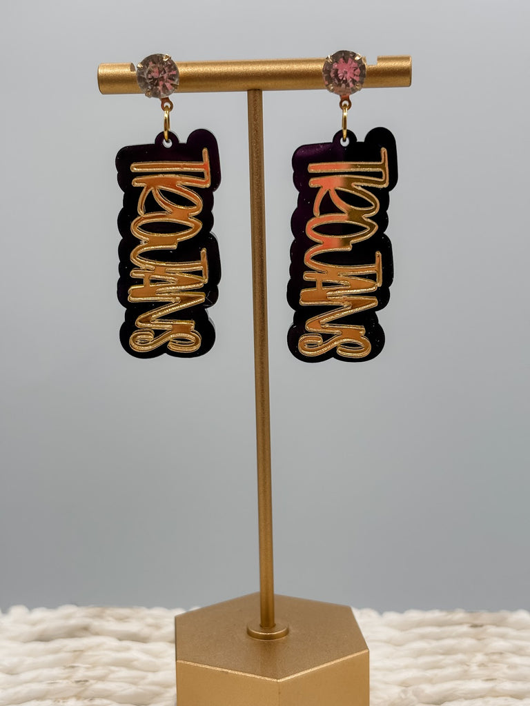 Trojans Double Play Game Day Earrings-240 Jewelry-TLD Designs-Hello Friends Boutique-Woman's Fashion Boutique Located in Traverse City, MI