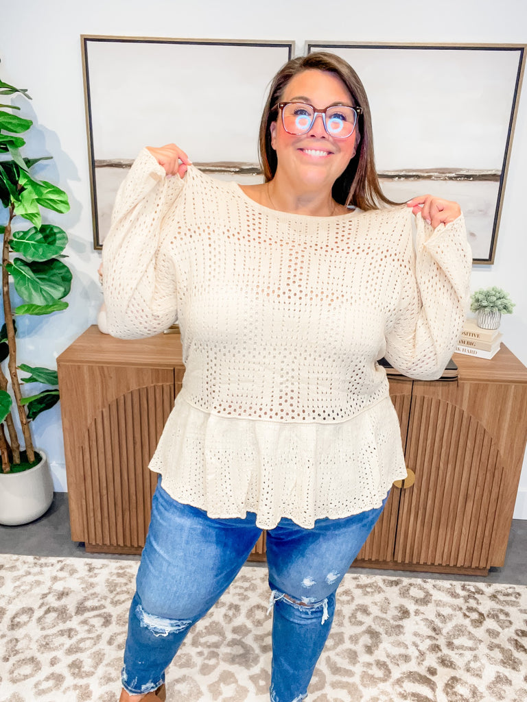 Sugarcloud Peplum Knit Top (S-3XL)-110 Long Sleeve-Sew In Love-Hello Friends Boutique-Woman's Fashion Boutique Located in Traverse City, MI