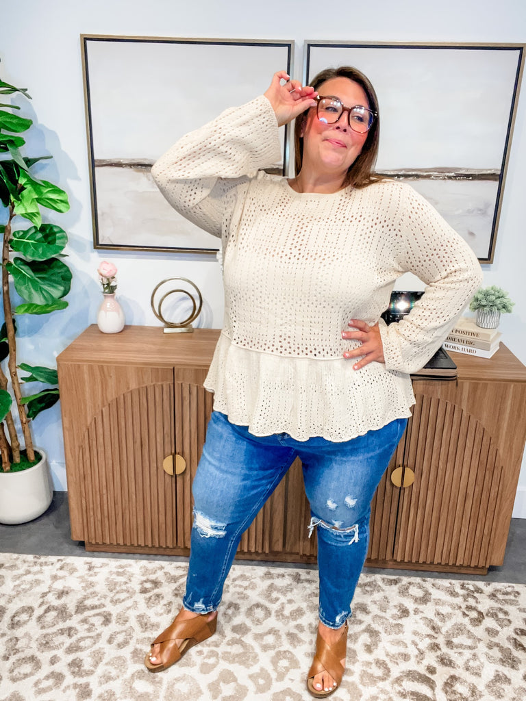 Sugarcloud Peplum Knit Top (S-3XL)-110 Long Sleeve-Sew In Love-Hello Friends Boutique-Woman's Fashion Boutique Located in Traverse City, MI