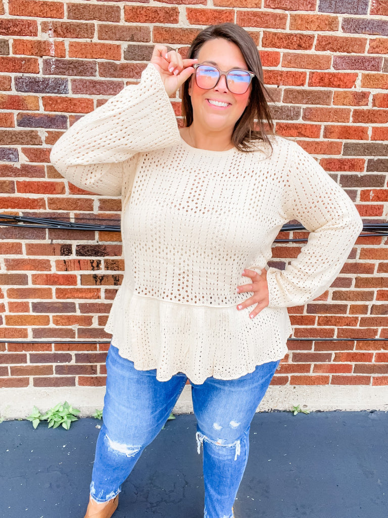 Sugarcloud Peplum Knit Top (S-3XL)-110 Long Sleeve-Sew In Love-Hello Friends Boutique-Woman's Fashion Boutique Located in Traverse City, MI