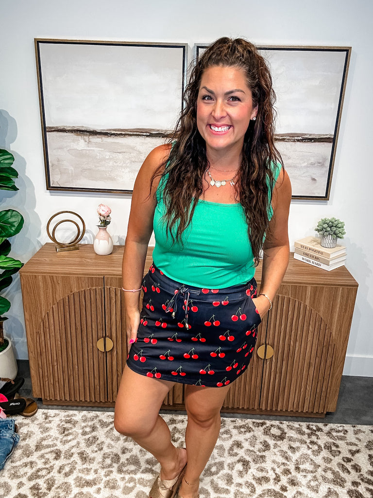 Cherry On Top Skort (S-3XL)-220 Shorts/Skirts/Skorts-Jess Lea Wholesale-Hello Friends Boutique-Woman's Fashion Boutique Located in Traverse City, MI