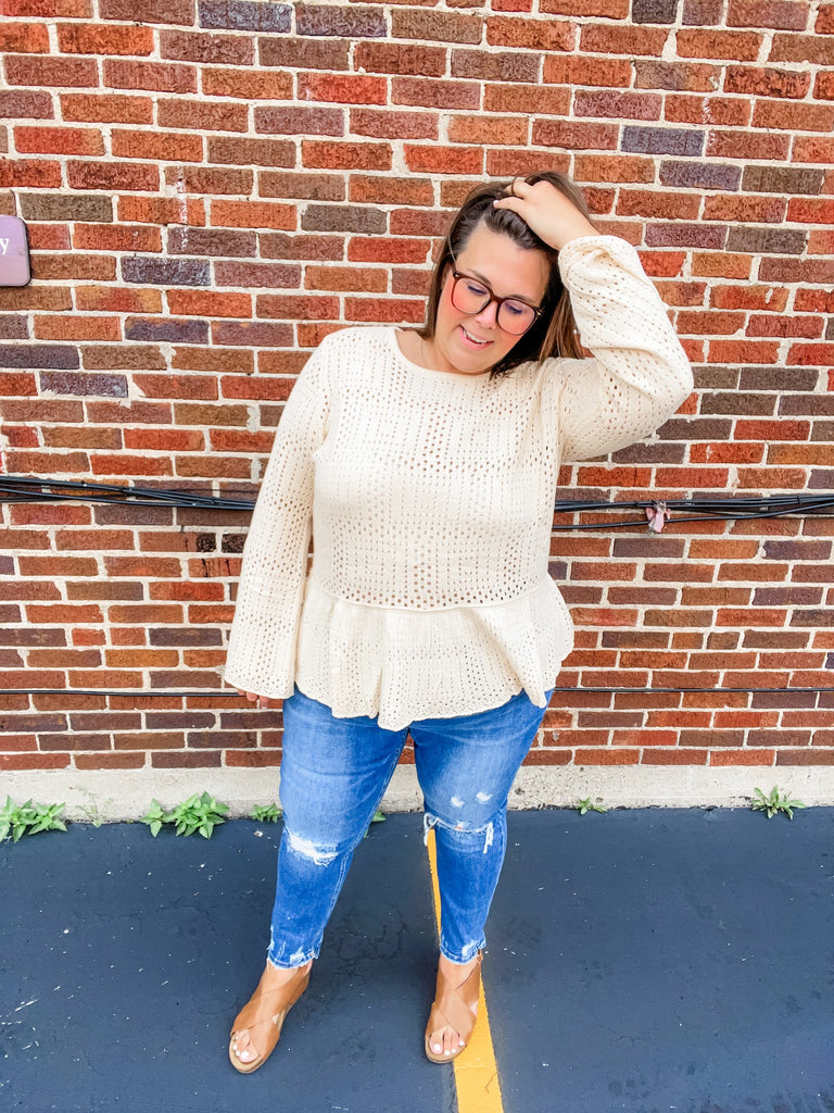 Sugarcloud Peplum Knit Top (S-3XL)-110 Long Sleeve-Sew In Love-Hello Friends Boutique-Woman's Fashion Boutique Located in Traverse City, MI
