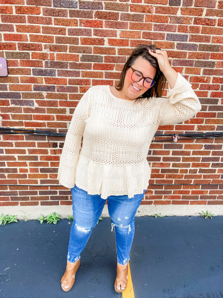Sugarcloud Peplum Knit Top (S-3XL)-110 Long Sleeve-Sew In Love-Hello Friends Boutique-Woman's Fashion Boutique Located in Traverse City, MI