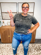 Thankful & Thriving Tee in Charcoal (S-1XL)-130 Graphic Tees-Merigold Kiss-Hello Friends Boutique-Woman's Fashion Boutique Located in Traverse City, MI