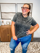 Thankful & Thriving Tee in Charcoal (S-1XL)-130 Graphic Tees-Merigold Kiss-Hello Friends Boutique-Woman's Fashion Boutique Located in Traverse City, MI