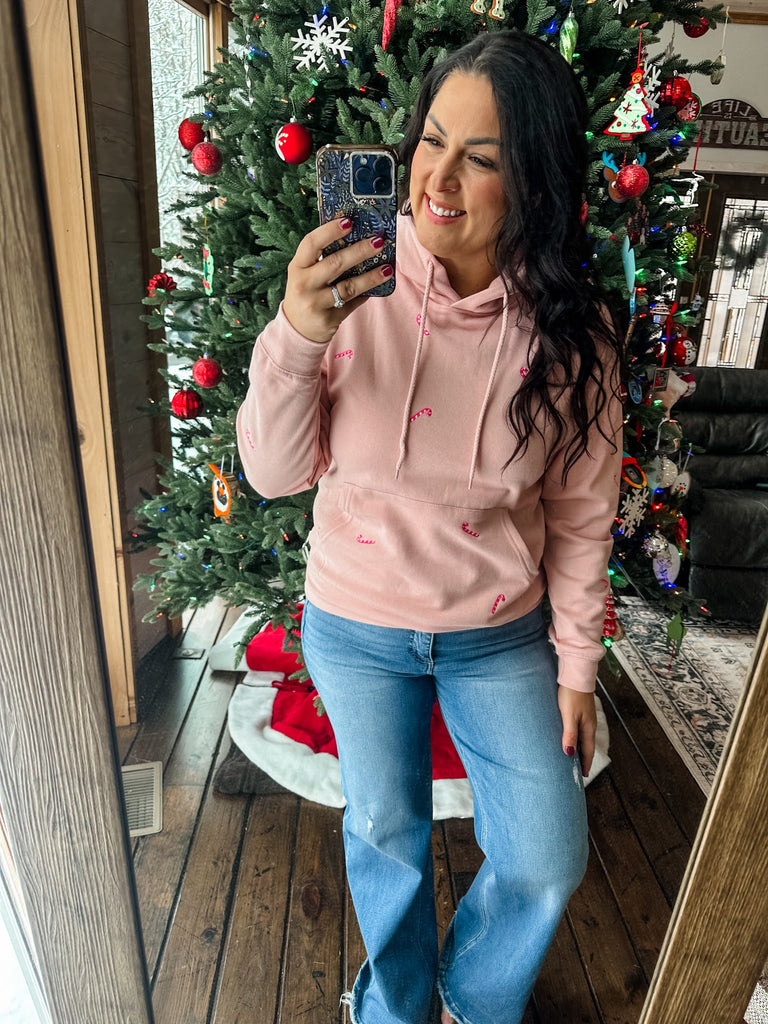 Signature Ampersand Hoodie: Candy Cane Lane (S-3XL)-150 Sweatshirts/Hoodies-AMPERSAND-Hello Friends Boutique-Woman's Fashion Boutique Located in Traverse City, MI