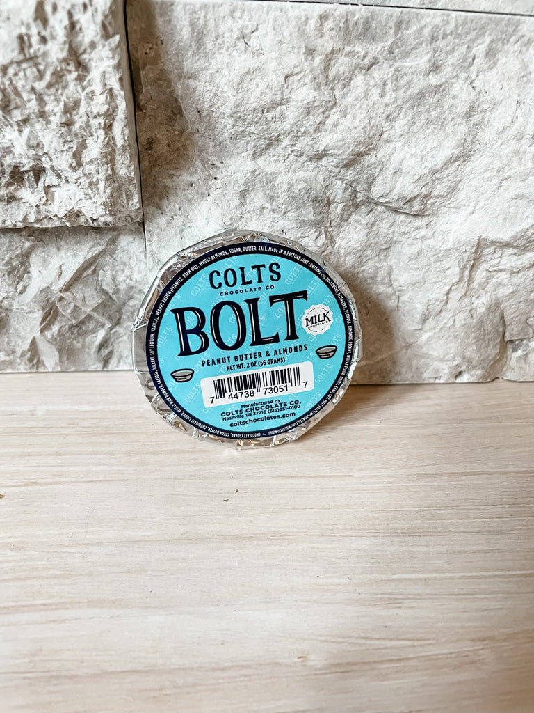 Colts Bolt Peanut Butter & Almonds-300 Treats/Gift-Colts Chocolates-Hello Friends Boutique-Woman's Fashion Boutique Located in Traverse City, MI