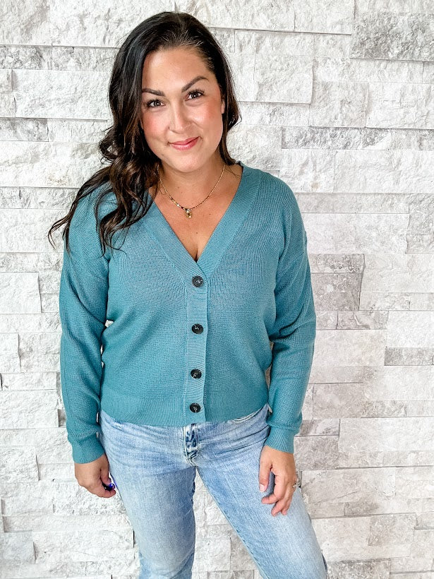 Light Up My Life Cardigan in Dusty Teal (S-XL)-160 Cardigans/Kimonos-Zenana-Hello Friends Boutique-Woman's Fashion Boutique Located in Traverse City, MI