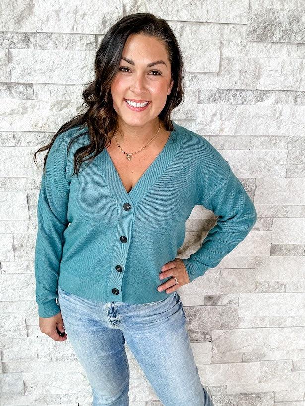 Light Up My Life Cardigan in Dusty Teal (S-XL)-160 Cardigans/Kimonos-Zenana-Hello Friends Boutique-Woman's Fashion Boutique Located in Traverse City, MI