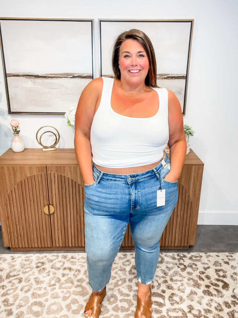 Mid Rise Destroy Hem Kick Flare Jeans (0-24W)-200 Denim-Judy Blue-Hello Friends Boutique-Woman's Fashion Boutique Located in Traverse City, MI