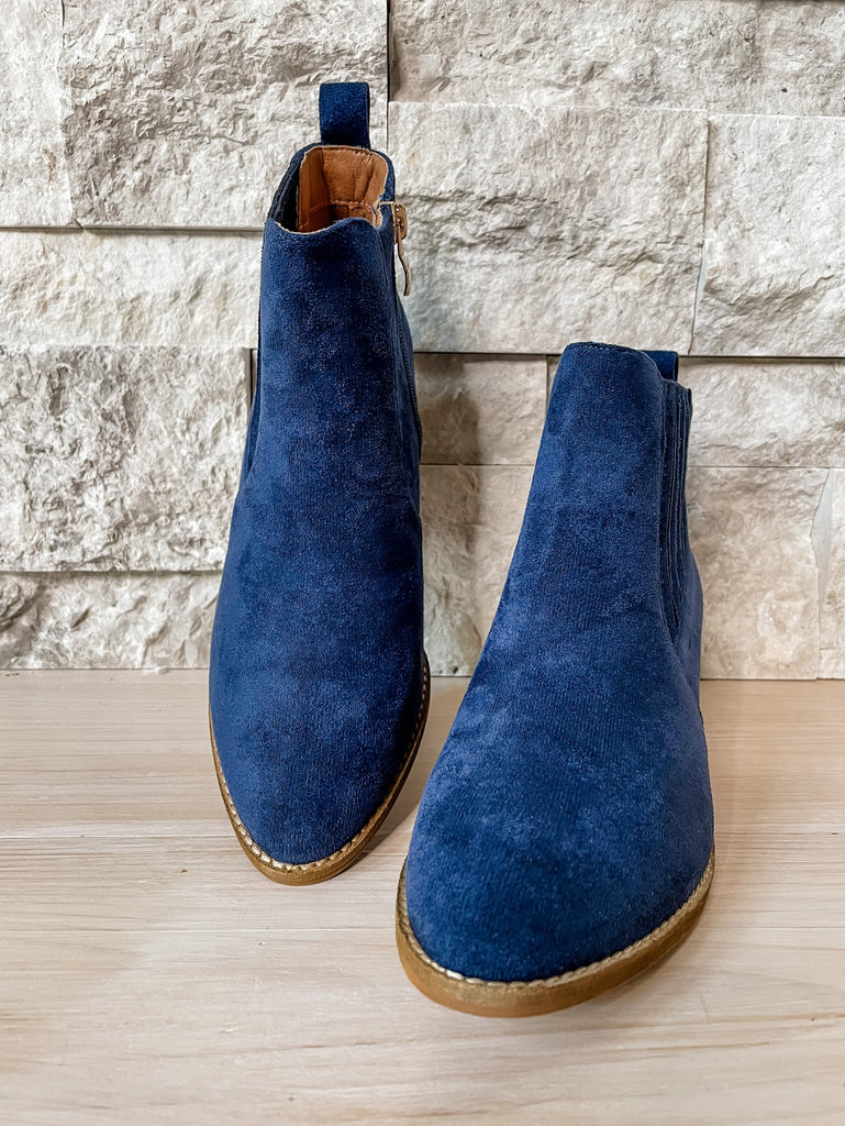 Navy Suede Corky's Booties (7-11)-250 Shoes-Corky's Footwear-Hello Friends Boutique-Woman's Fashion Boutique Located in Traverse City, MI