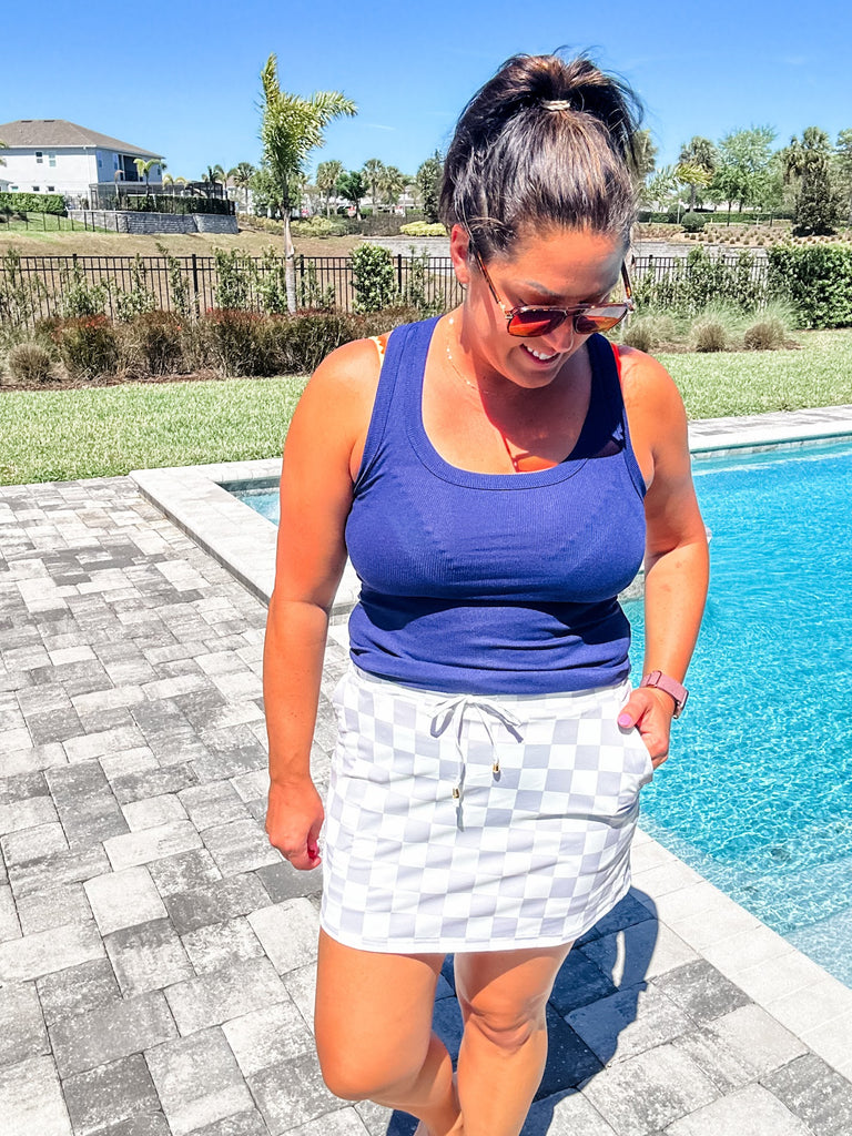 Grey Area Checkered Skort (S-3XL)-220 Shorts/Skirts/Skorts-Jess Lea Wholesale-Hello Friends Boutique-Woman's Fashion Boutique Located in Traverse City, MI