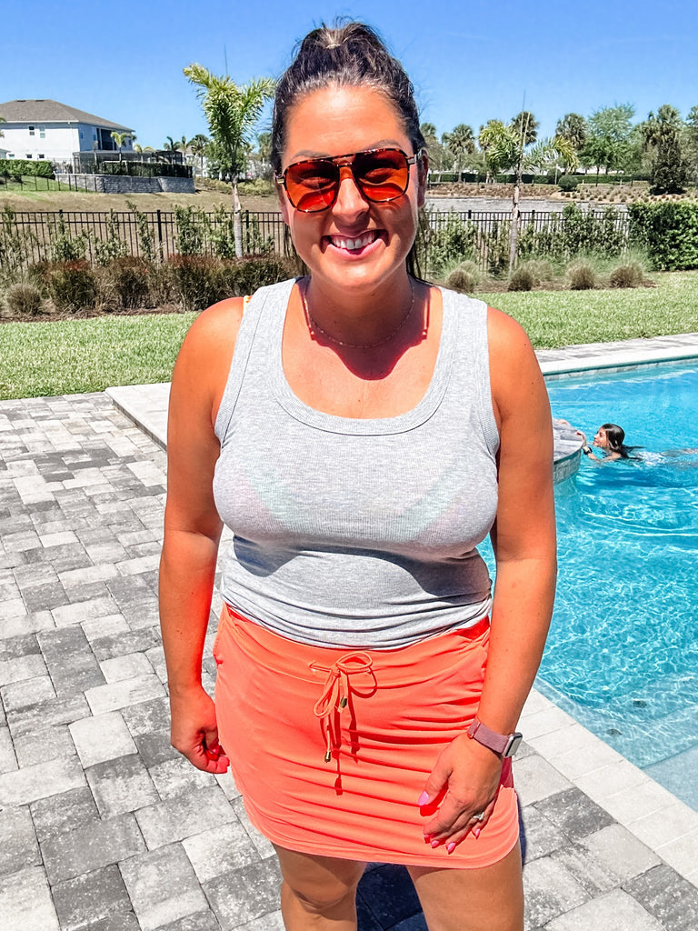 Life On The Go Skort in Neon Coral (S-3XL)-220 Shorts/Skirts/Skorts-Jess Lea Wholesale-Hello Friends Boutique-Woman's Fashion Boutique Located in Traverse City, MI