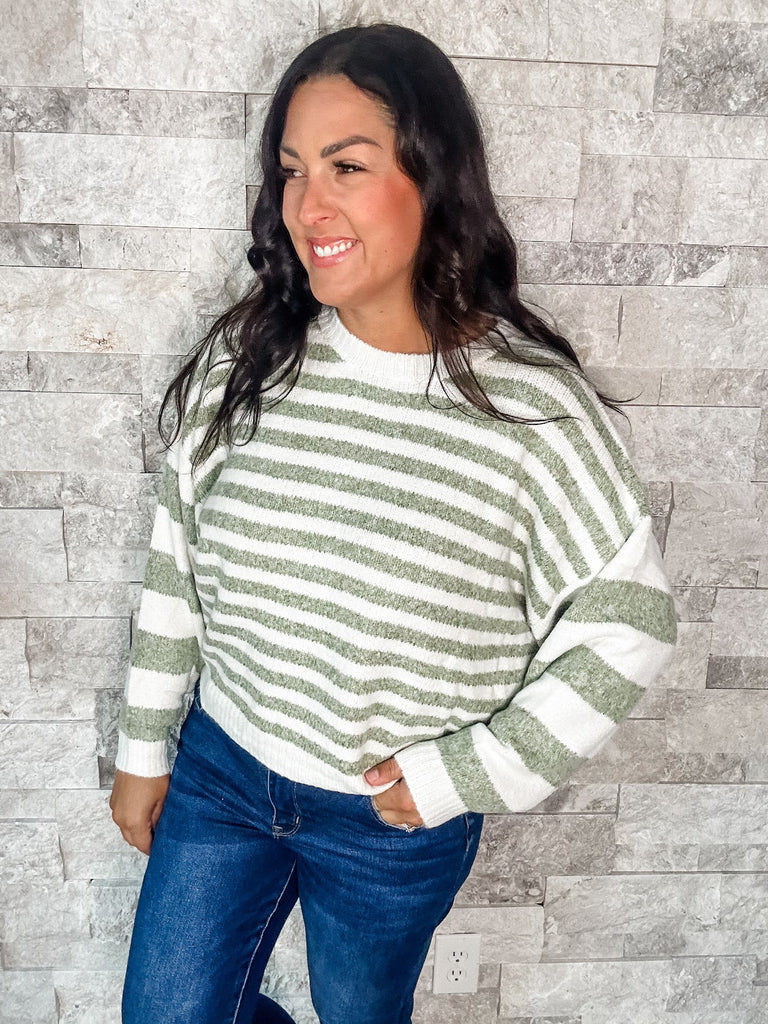 Better Together Sweater in Ivory/Olive (S-XL)-140 Sweaters-BIBI-Hello Friends Boutique-Woman's Fashion Boutique Located in Traverse City, MI