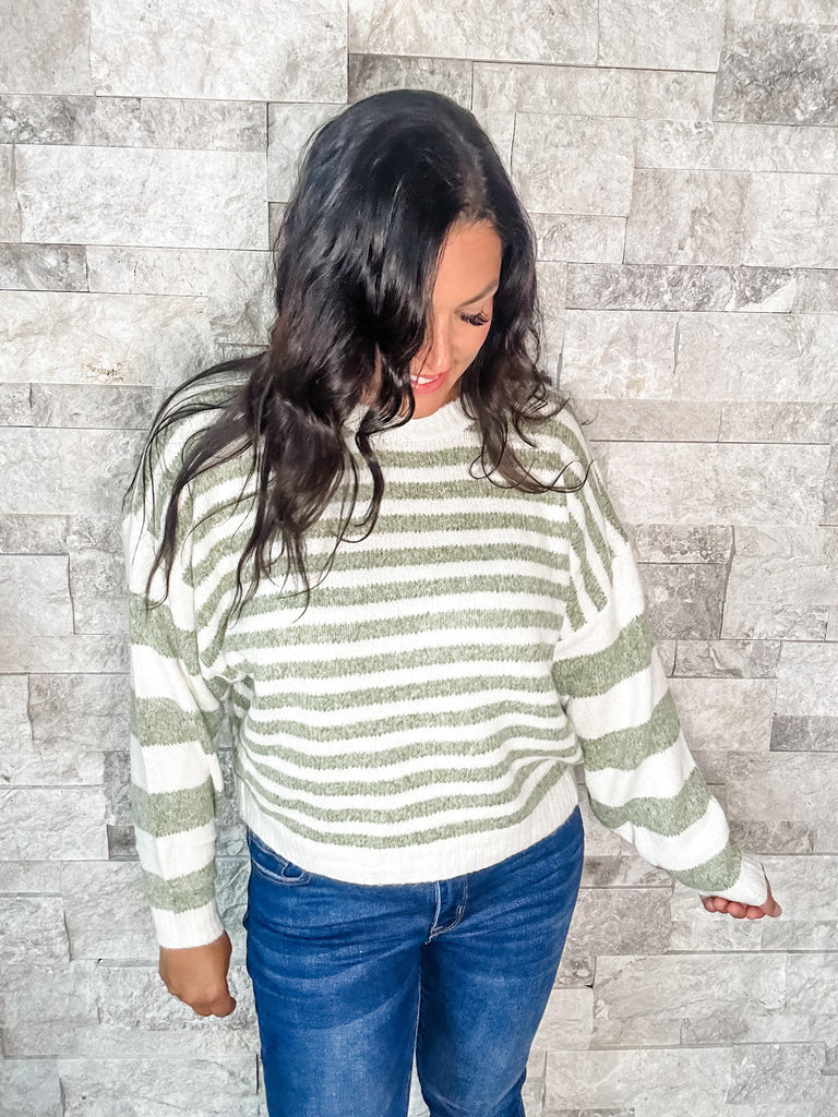 Better Together Sweater in Ivory/Olive (S-XL)-140 Sweaters-BIBI-Hello Friends Boutique-Woman's Fashion Boutique Located in Traverse City, MI