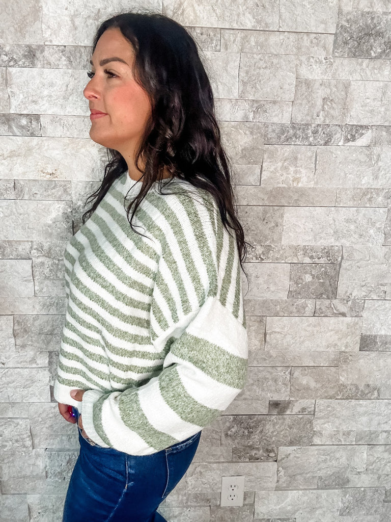 Better Together Sweater in Ivory/Olive (S-XL)-140 Sweaters-BIBI-Hello Friends Boutique-Woman's Fashion Boutique Located in Traverse City, MI