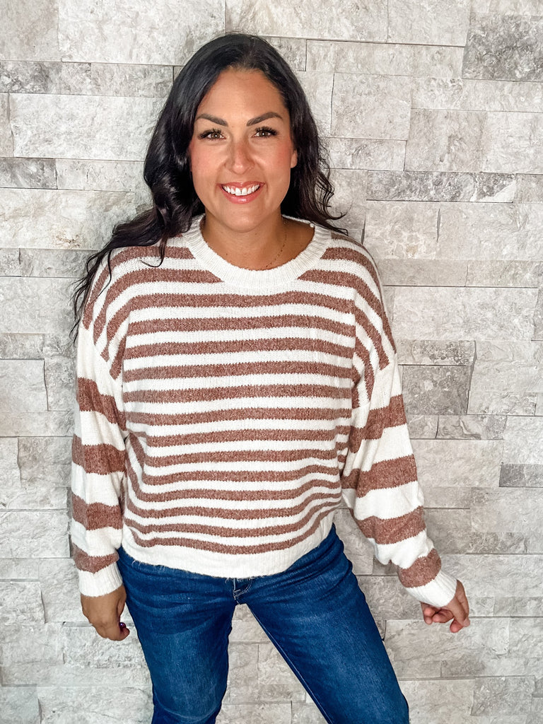 Better Together Sweater in Ivory/Rust (S-XL)-140 Sweaters-BIBI-Hello Friends Boutique-Woman's Fashion Boutique Located in Traverse City, MI