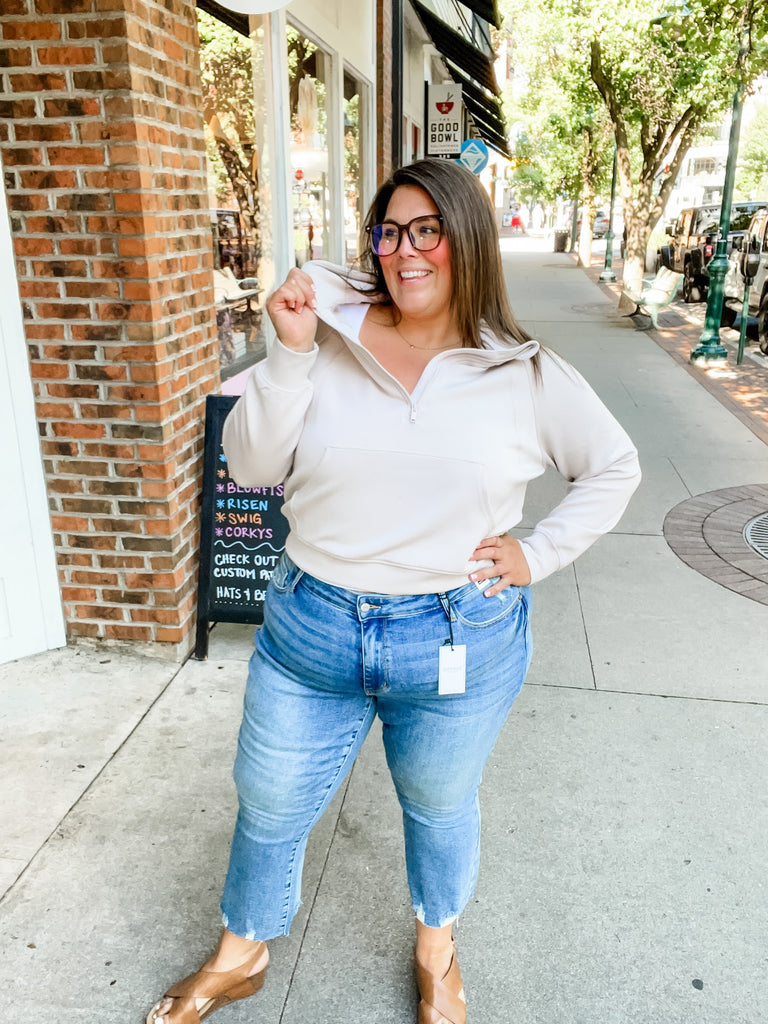 The Velocity Half-Zip Hoodie in Mocha (S-3XL)-110 Long Sleeve-Rae Mode-Hello Friends Boutique-Woman's Fashion Boutique Located in Traverse City, MI