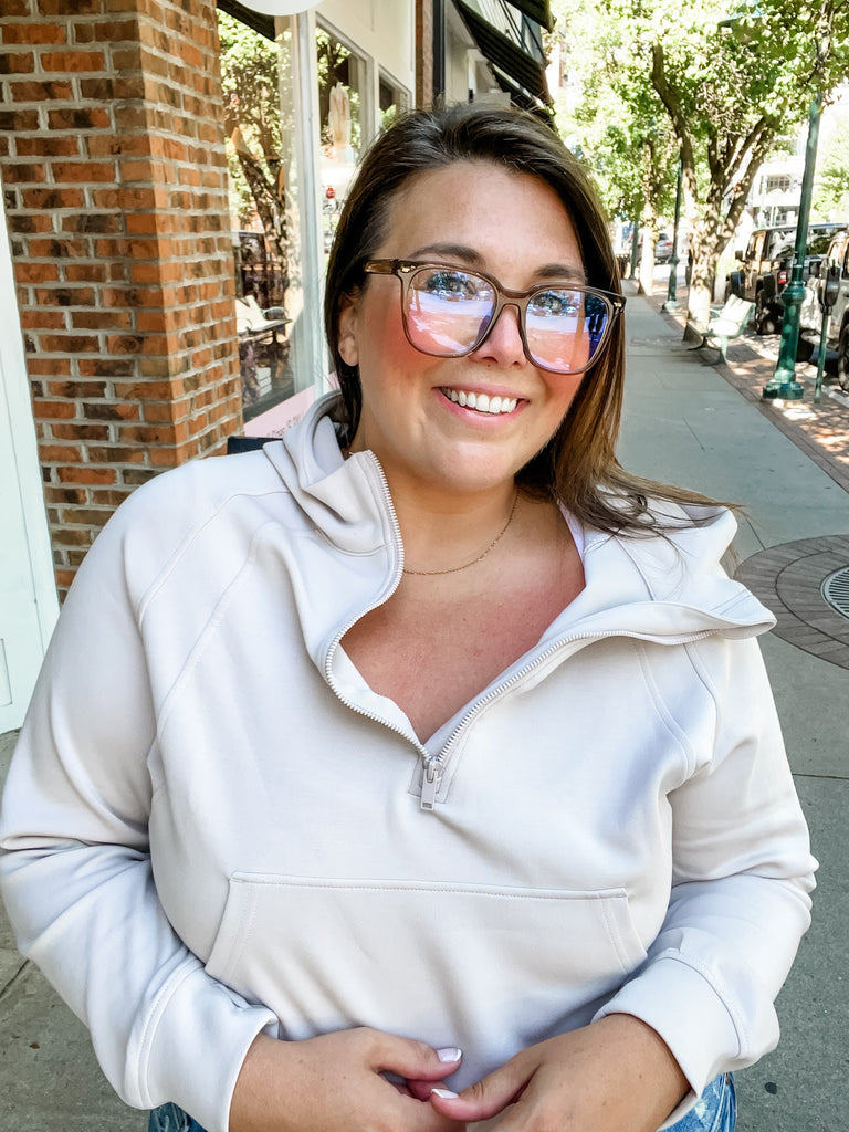 The Velocity Half-Zip Hoodie in Mocha (S-3XL)-110 Long Sleeve-Rae Mode-Hello Friends Boutique-Woman's Fashion Boutique Located in Traverse City, MI