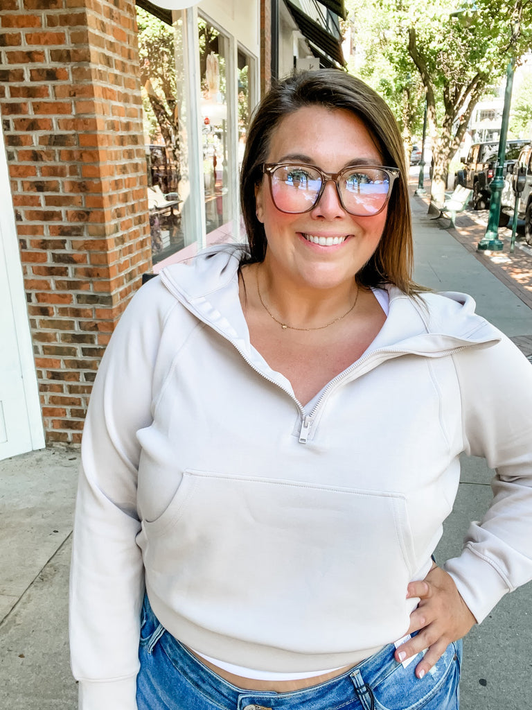 The Velocity Half-Zip Hoodie in Mocha (S-3XL)-110 Long Sleeve-Rae Mode-Hello Friends Boutique-Woman's Fashion Boutique Located in Traverse City, MI