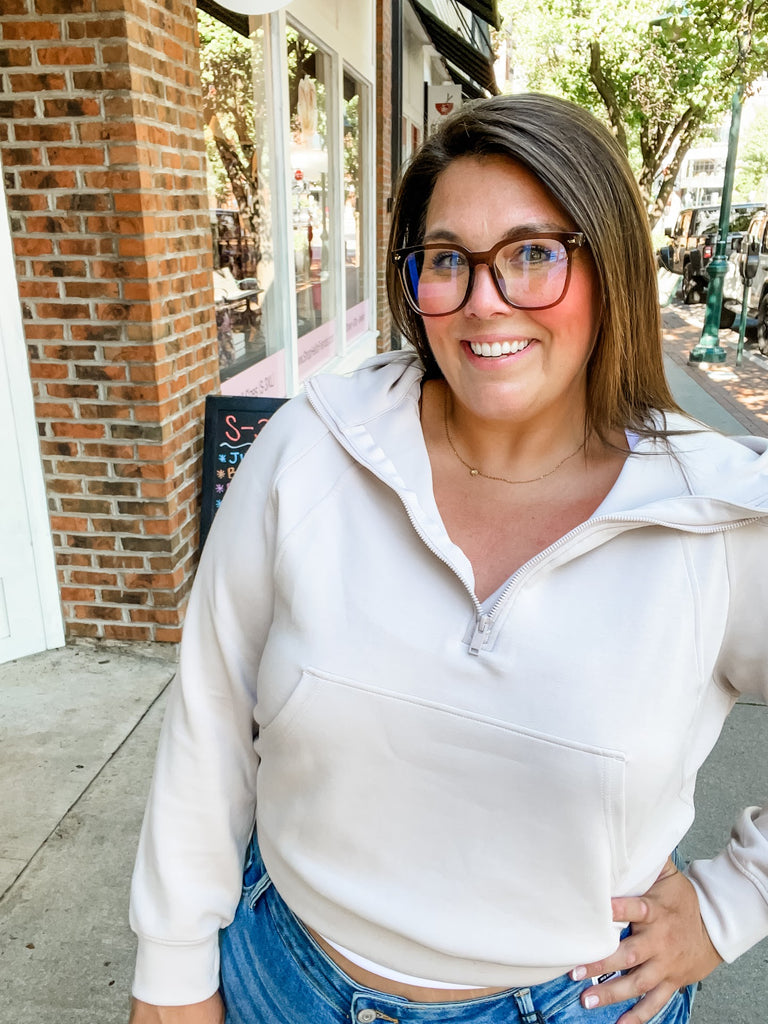 The Velocity Half-Zip Hoodie in Mocha (S-3XL)-110 Long Sleeve-Rae Mode-Hello Friends Boutique-Woman's Fashion Boutique Located in Traverse City, MI
