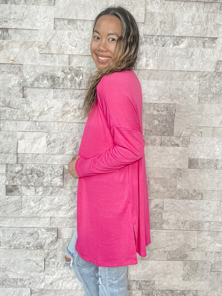 Breakin' My Heart Cardigan in Hot Pink (S-3XL)-160 Cardigans/Kimonos-Andree By Unit-Hello Friends Boutique-Woman's Fashion Boutique Located in Traverse City, MI