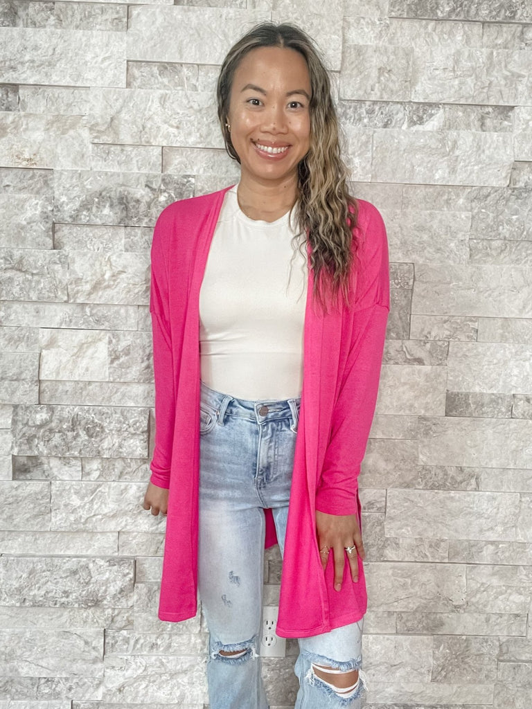 Breakin' My Heart Cardigan in Hot Pink (S-3XL)-160 Cardigans/Kimonos-Andree By Unit-Hello Friends Boutique-Woman's Fashion Boutique Located in Traverse City, MI