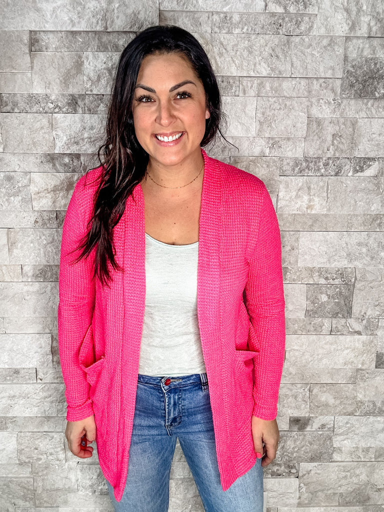 The Lola Cardigan in Hot Pink (OS-Plus)-160 Cardigans/Kimonos-Blakeley-Hello Friends Boutique-Woman's Fashion Boutique Located in Traverse City, MI