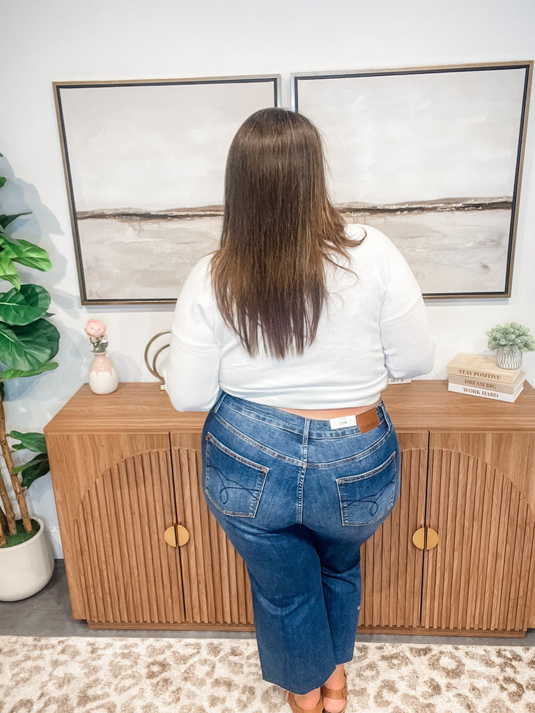 The Wildflower Crop High Waisted Bottoms (0-24W)-200 Denim-Judy Blue-Hello Friends Boutique-Woman's Fashion Boutique Located in Traverse City, MI