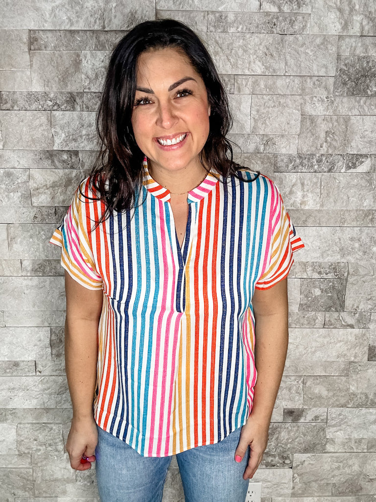 Never Looking Back Blouse (S-3XL)-100 Short Sleeve-Andree By Unit-Hello Friends Boutique-Woman's Fashion Boutique Located in Traverse City, MI