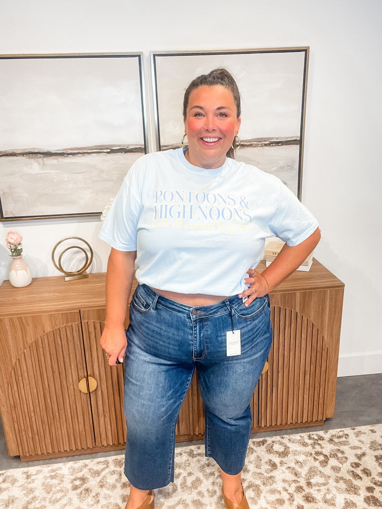 Pontoons & High Noons Crop Tee (S-2XL)-130 Graphic Tees-Poppy & Pine-Hello Friends Boutique-Woman's Fashion Boutique Located in Traverse City, MI