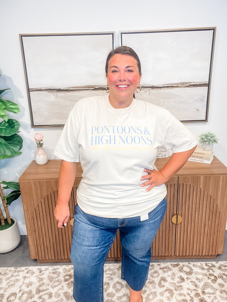 Pontoons & High Noons Tee (S-2XL)-130 Graphic Tees-Poppy & Pine-Hello Friends Boutique-Woman's Fashion Boutique Located in Traverse City, MI