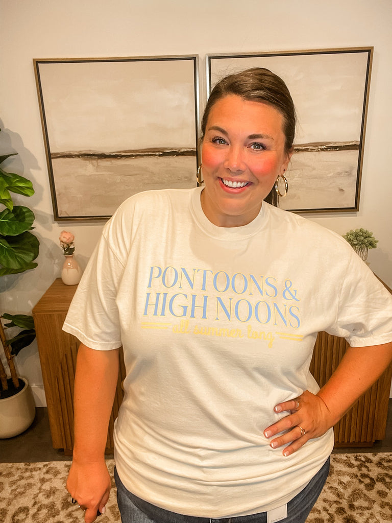 Pontoons & High Noons Tee (S-2XL)-130 Graphic Tees-Poppy & Pine-Hello Friends Boutique-Woman's Fashion Boutique Located in Traverse City, MI