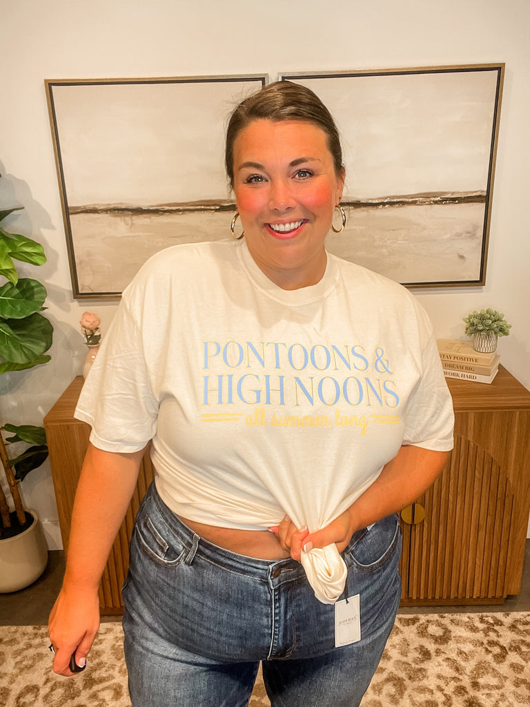 Pontoons & High Noons Tee (S-2XL)-130 Graphic Tees-Poppy & Pine-Hello Friends Boutique-Woman's Fashion Boutique Located in Traverse City, MI