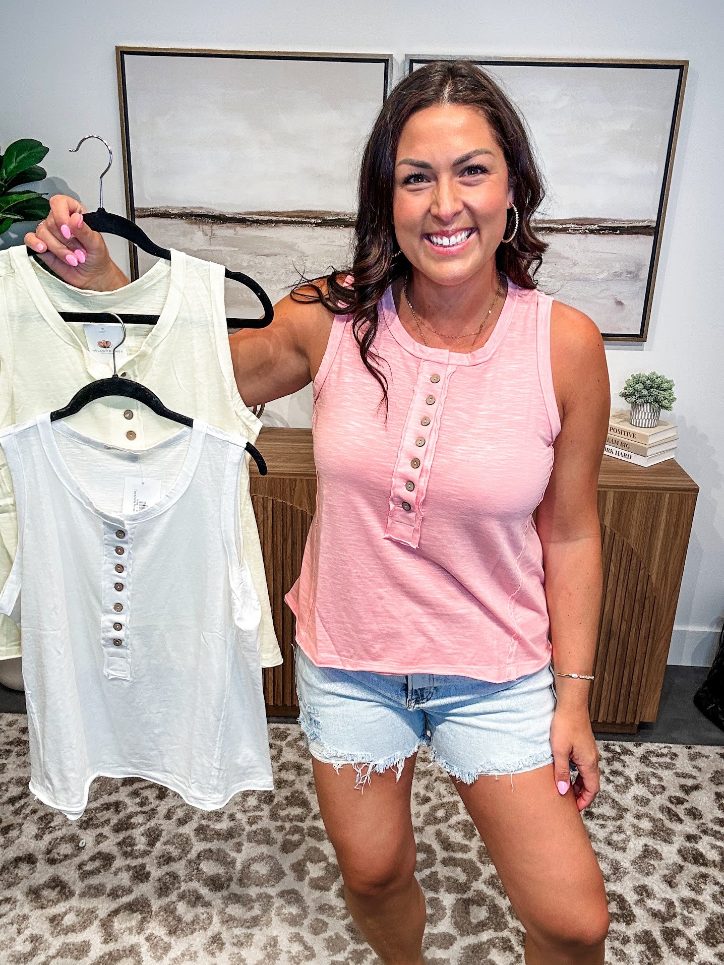 Driftwood Days Henley Tank (S-3XL)-120 Sleeveless-Rae Mode-Hello Friends Boutique-Woman's Fashion Boutique Located in Traverse City, MI
