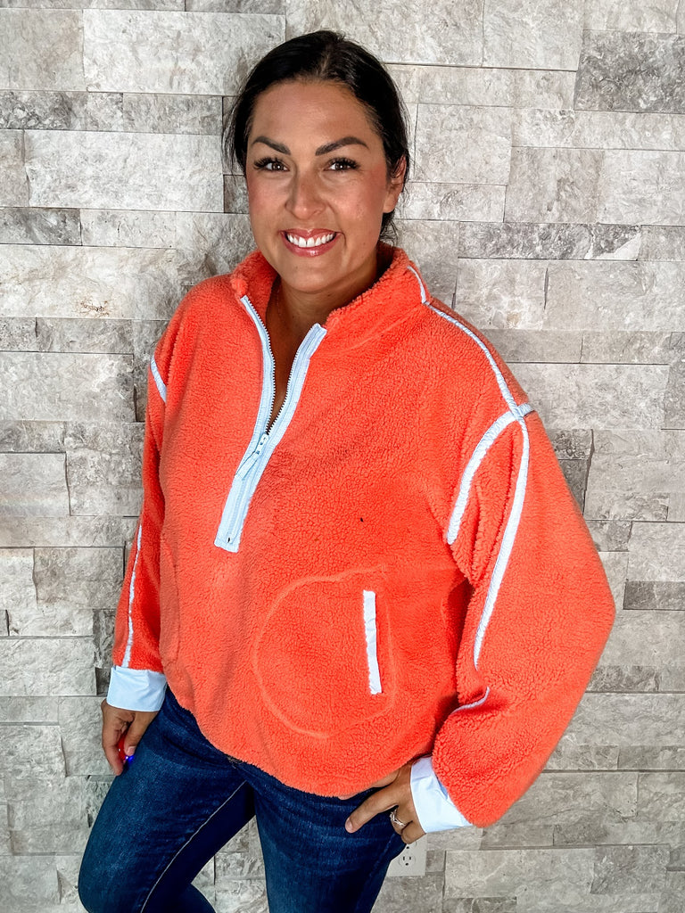 Sights To See Jacket in Coral/Blue (S-XL)-170 Jackets-Bibi-Hello Friends Boutique-Woman's Fashion Boutique Located in Traverse City, MI