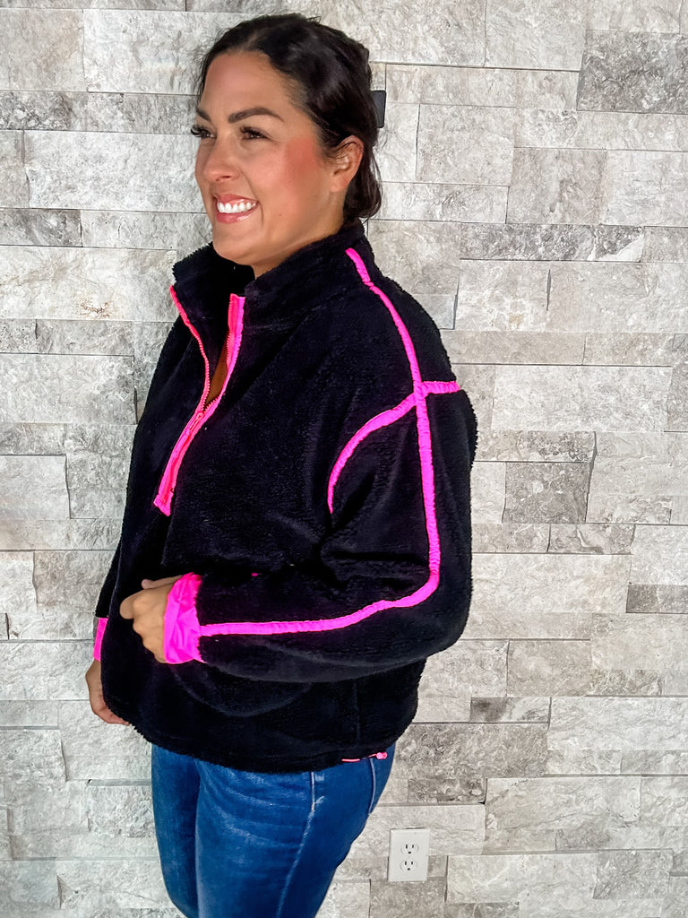 Sights To See Jacket in Black/Pink (S-XL)-170 Jackets-Bibi-Hello Friends Boutique-Woman's Fashion Boutique Located in Traverse City, MI