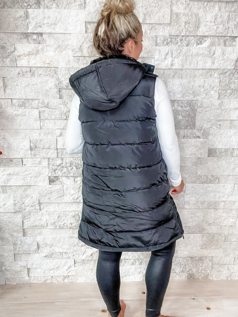 Dream Chaser Puffer Vest in Black (S-3XL)-170 Jackets-Diamante Jeans-Hello Friends Boutique-Woman's Fashion Boutique Located in Traverse City, MI