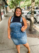 Whiskey Glasses Overall Skirt (S-3XL)-200 Denim-Judy Blue-Hello Friends Boutique-Woman's Fashion Boutique Located in Traverse City, MI