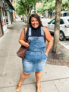 Whiskey Glasses Overall Skirt (S-3XL)-200 Denim-Judy Blue-Hello Friends Boutique-Woman's Fashion Boutique Located in Traverse City, MI