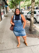 Whiskey Glasses Overall Skirt (S-3XL)-200 Denim-Judy Blue-Hello Friends Boutique-Woman's Fashion Boutique Located in Traverse City, MI