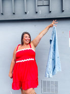 Cherry Ribbon Daydress (S-3XL)-180 Dresses-KORI-Hello Friends Boutique-Woman's Fashion Boutique Located in Traverse City, MI