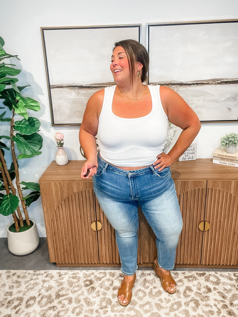 Can't Bring Me Down Mid Rise Skinny Denim (0-15, 1X-3X)-200 Denim-RISEN-Hello Friends Boutique-Woman's Fashion Boutique Located in Traverse City, MI