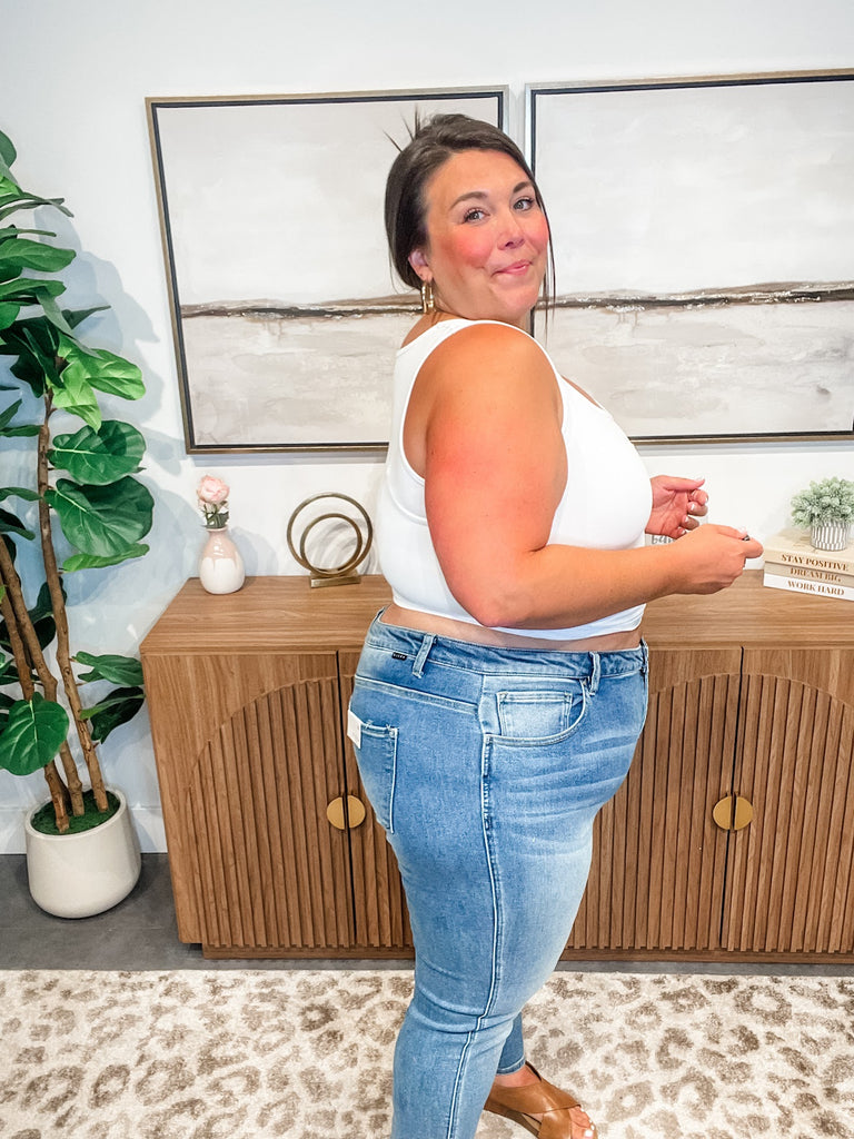 Can't Bring Me Down Mid Rise Skinny Denim (0-15, 1X-3X)-200 Denim-RISEN-Hello Friends Boutique-Woman's Fashion Boutique Located in Traverse City, MI